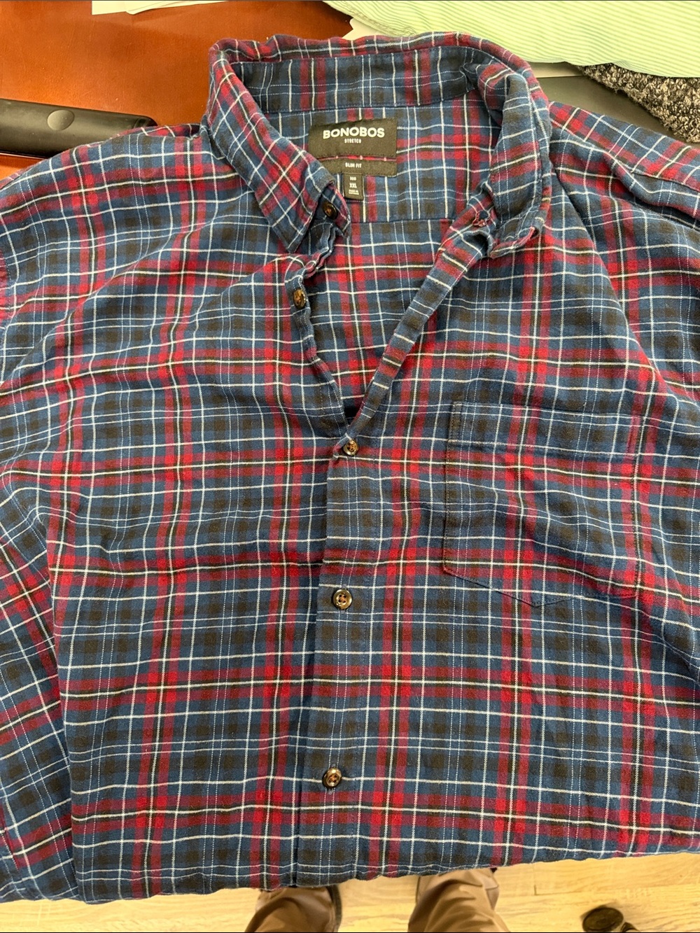 Bonobos Red and Blue Plaid Button-Down Shirt